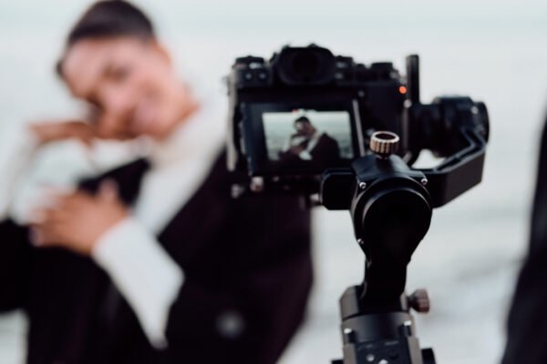 Wedding professional during a photo shoot for a directory listing