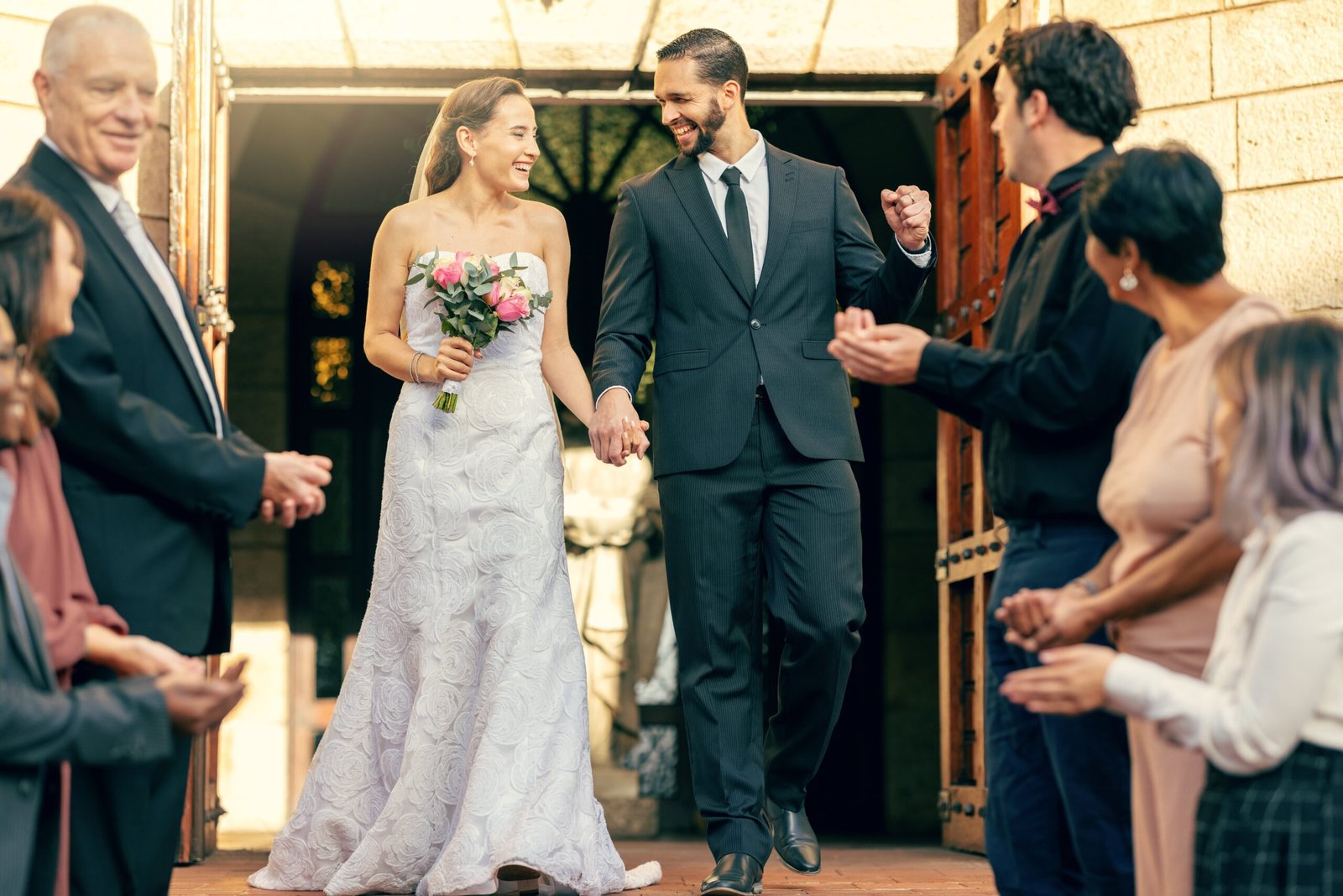 Couple celebrating at their wedding, an example portfolio image